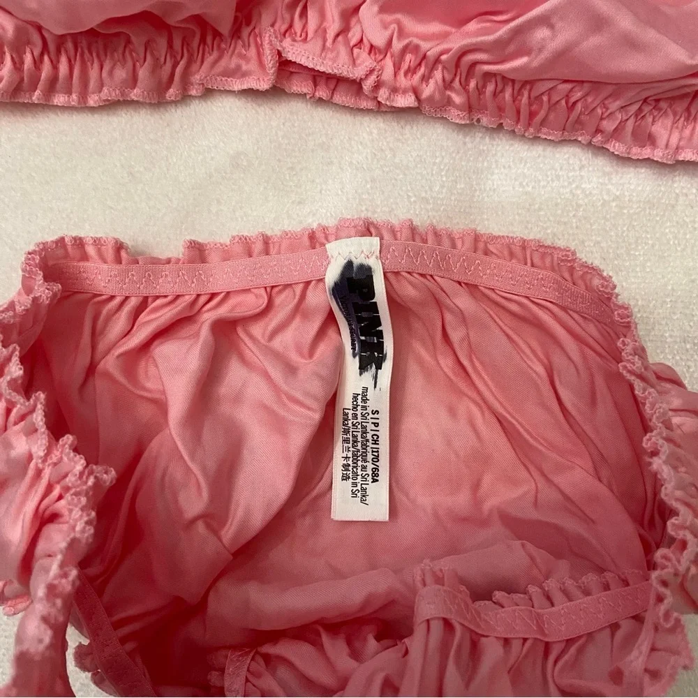 New! PINK Victoria's Secret Silky Flutter Bralette & Panty Set 1166
